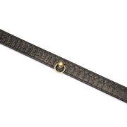 Liebe Seele - Crocodile Noir - Smalle Lederen Collar met Crocodile Print - Zwart-Erotiekvoordeel.nl