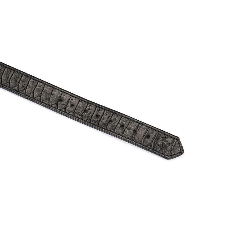 Liebe Seele - Crocodile Noir - Smalle Lederen Collar met Crocodile Print - Zwart-Erotiekvoordeel.nl