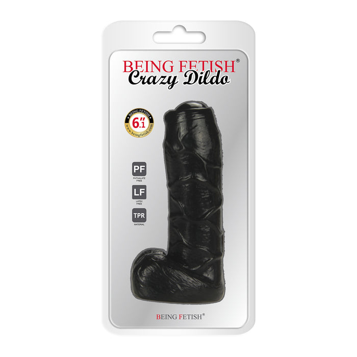 Being Fetish - TPR Dildo met Onbesneden Eikel - 15 cm - Zwart-Erotiekvoordeel.nl