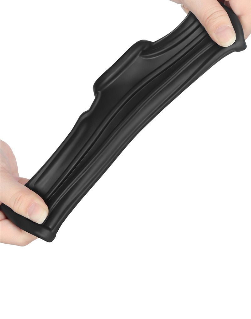 LoveToy - Ridge Knights Ring - Vibrerende Penis en Scrotum Sleeve - Ø 2,8 cm - Zwart-Erotiekvoordeel.nl