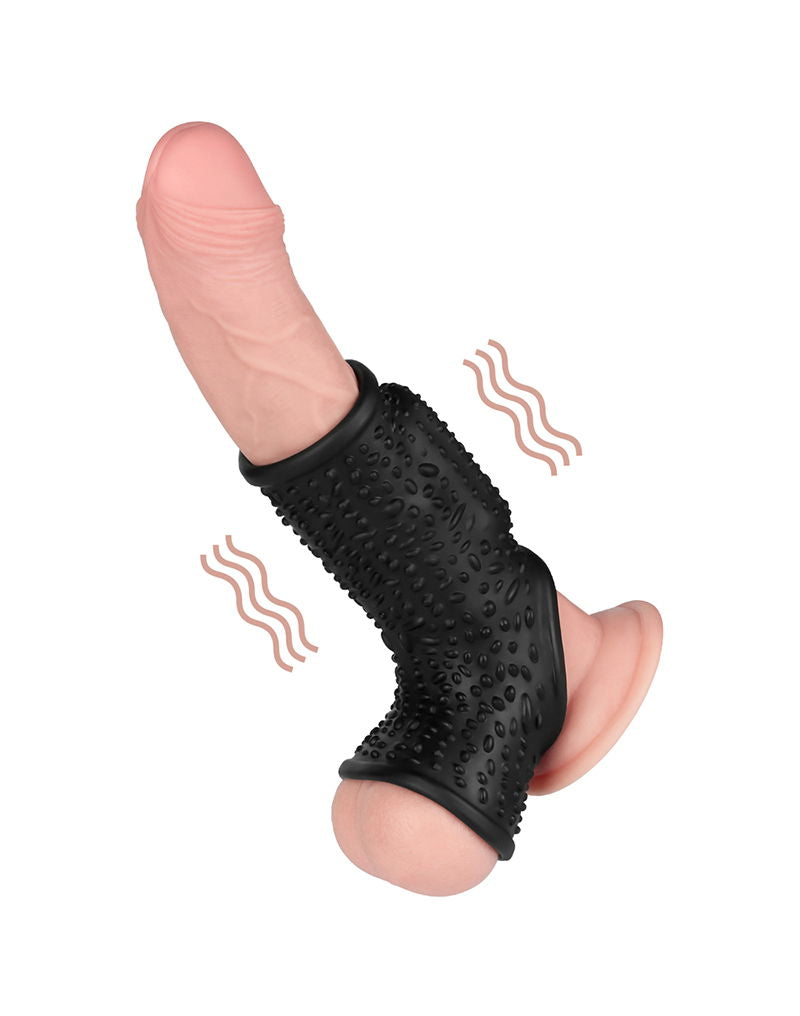 LoveToy - Drip Knights Ring - Vibrerende Penis en Scrotum Sleeve - Ø 2,8 cm - Zwart-Erotiekvoordeel.nl
