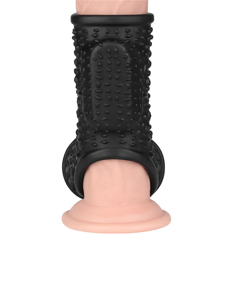 LoveToy - Drip Knights Ring - Vibrerende Penis en Scrotum Sleeve - Ø 2,8 cm - Zwart-Erotiekvoordeel.nl