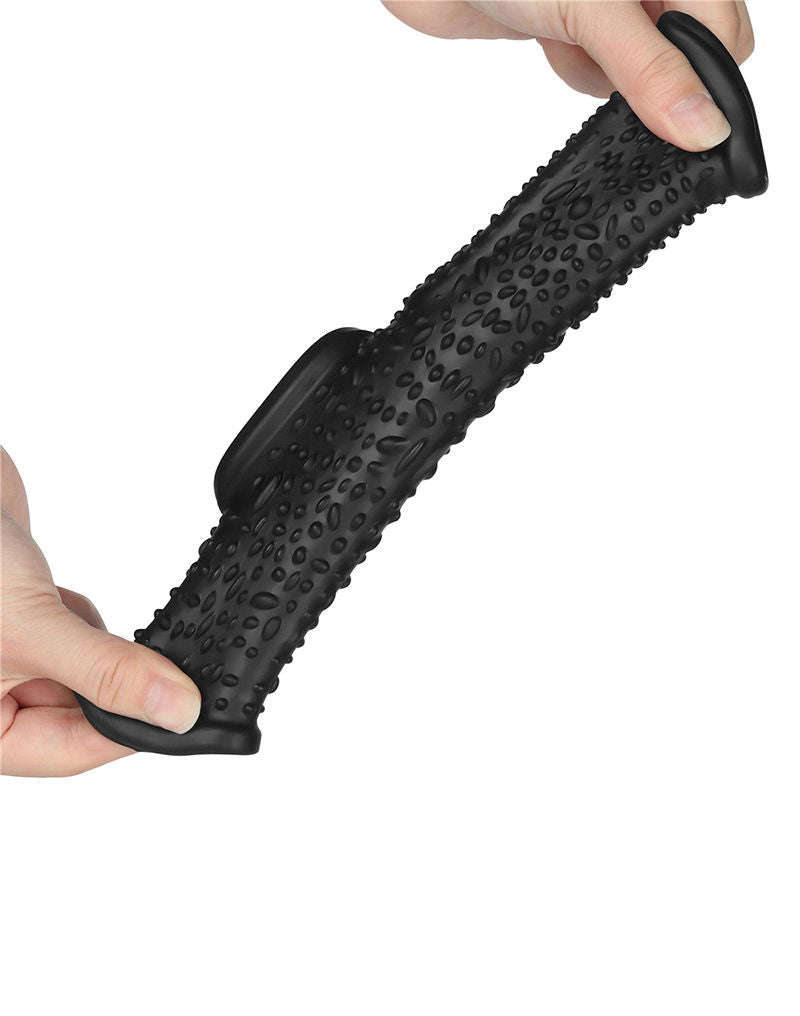 LoveToy - Drip Knights Ring - Vibrerende Penis en Scrotum Sleeve - Ø 2,8 cm - Zwart-Erotiekvoordeel.nl