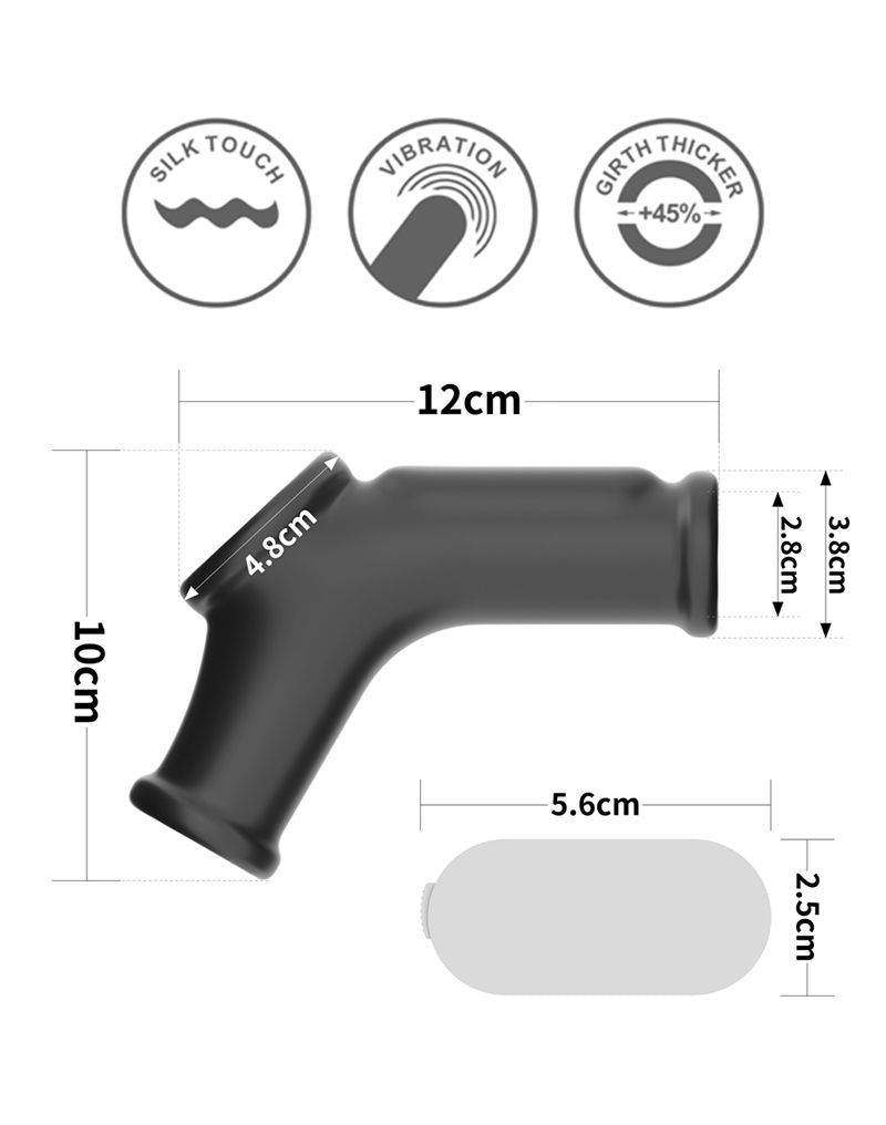 LoveToy - Silk Knights Ring - Vibrerende Penis en Scrotum Sleeve - Ø 2,8 cm - Zwart-Erotiekvoordeel.nl