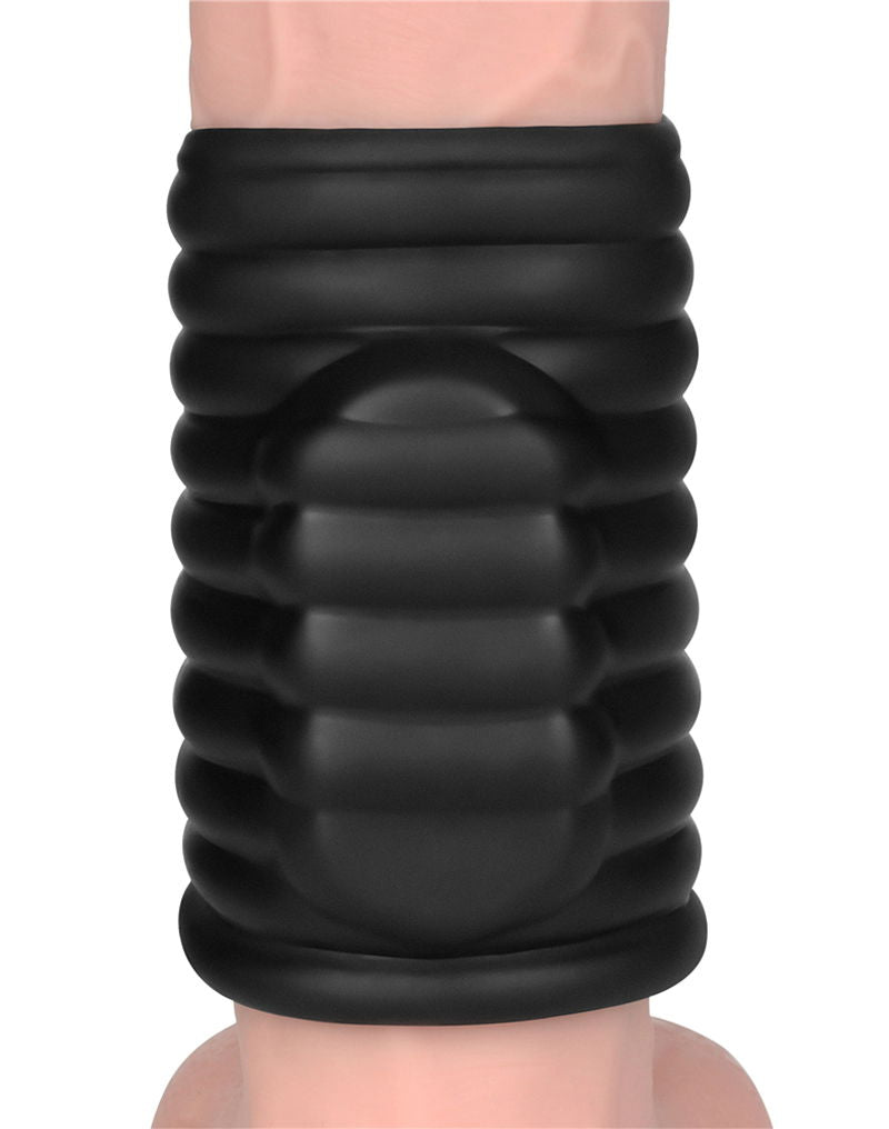 LoveToy - Wave Knights Ring - Vibrerende Penis Sleeve - Ø 3,7 cm - Zwart-Erotiekvoordeel.nl