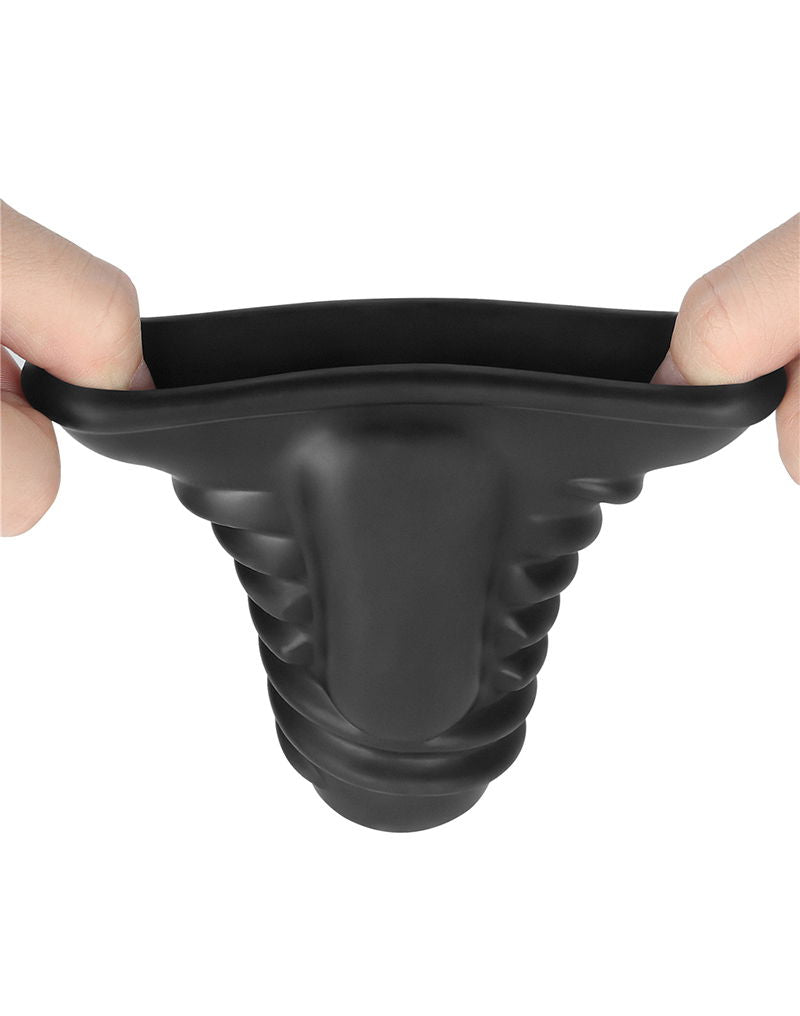 LoveToy - Spiral Knights Ring - Vibrerende Penis Sleeve - Ø 3,7 cm - Zwart-Erotiekvoordeel.nl