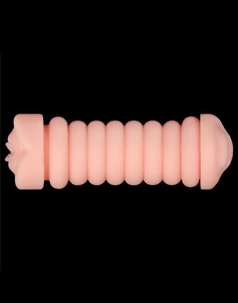 LoveToy - Virgin-Skin Blowout - Dubbelzijdige Stroker Masturbator - Vagina en Mond - Lichte Huidskleur-Erotiekvoordeel.nl