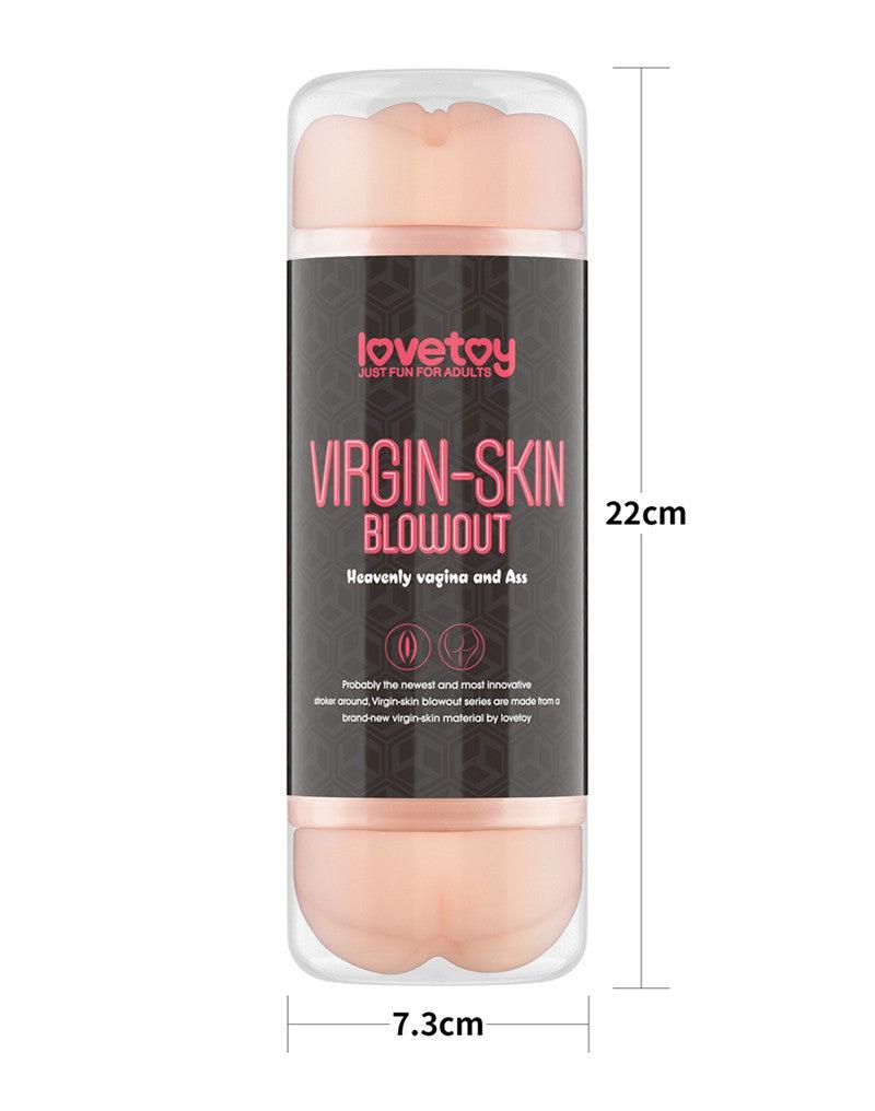 LoveToy - Virgin-Skin Blowout - Dubbelzijdige Stroker Masturbator - Vagina en Ass - Lichte Huidskleur-Erotiekvoordeel.nl