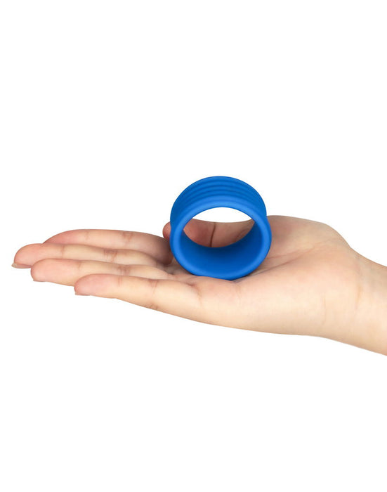 LoveToy - Pinnacle Pro - Deep Rib Grip Cockring - Blauw-Erotiekvoordeel.nl
