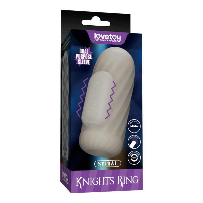LoveToy - Knights Ring - Vibrerende Dual Purpose Sleeve - Spiraal - Wit-Erotiekvoordeel.nl