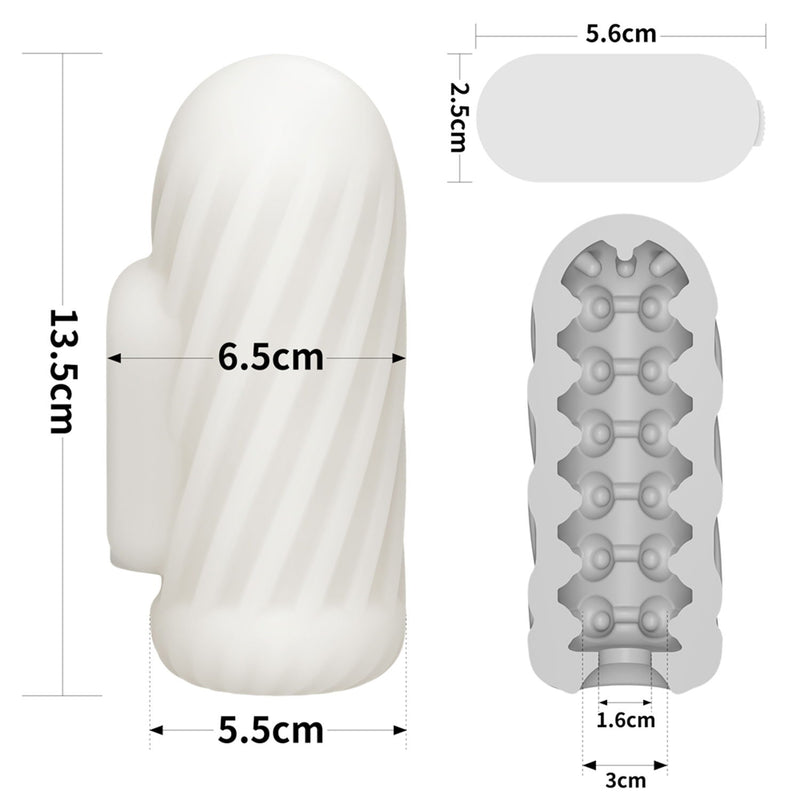 LoveToy - Knights Ring - Vibrerende Dual Purpose Sleeve - Spiraal - Wit-Erotiekvoordeel.nl