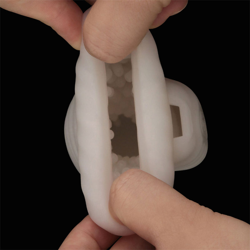 LoveToy - Knights Ring - Vibrerende Dual Purpose Sleeve - Golvend - Wit-Erotiekvoordeel.nl