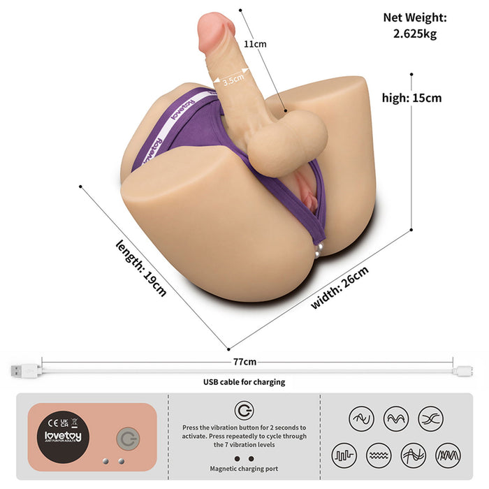 LoveToy - Streetgirl's Dual Motor Sensation Pulse Masturbator met Dildo - Beige-Erotiekvoordeel.nl