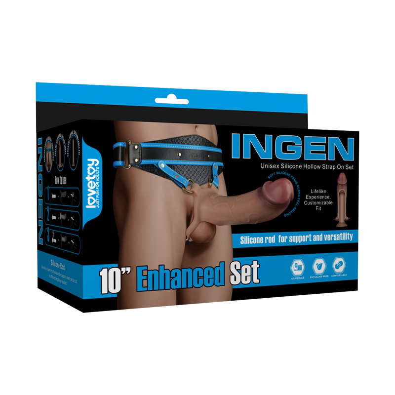 LoveToy - Ingen - Holle Strap-on met Siliconen Staaf – 25 cm - Lichte huidskleur-Erotiekvoordeel.nl