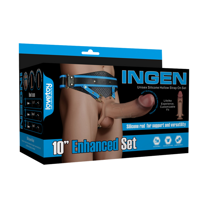 LoveToy - Ingen - Holle Strap-on met Siliconen Staaf – 25 cm - Lichte huidskleur-Erotiekvoordeel.nl