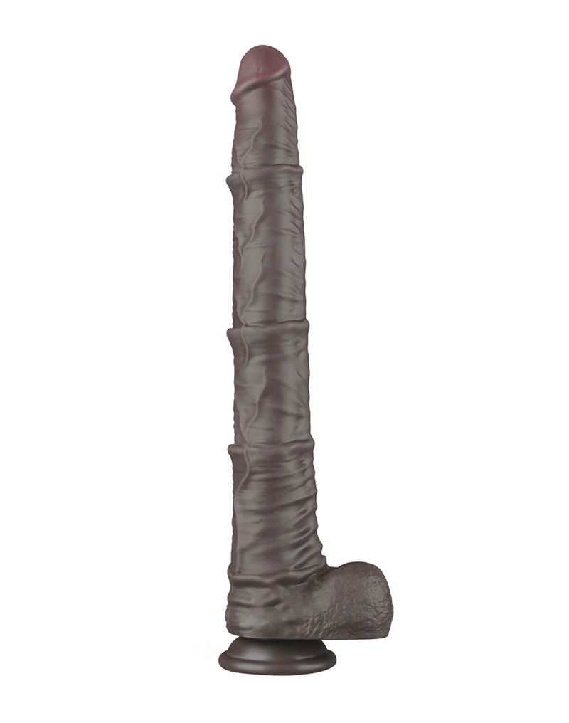 LoveToy - Nature Cock - Dubbellaags Buigbare Dildo met Aders - 40 cm - Bruin-Erotiekvoordeel.nl
