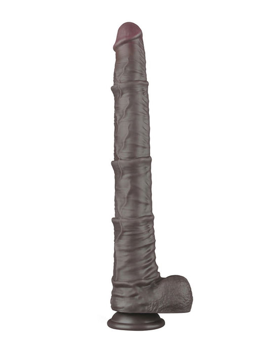 LoveToy - Nature Cock - Dubbellaags Buigbare Dildo met Aders - 40 cm - Bruin-Erotiekvoordeel.nl