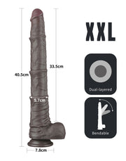 LoveToy - Nature Cock - Dubbellaags Buigbare Dildo met Aders - 40 cm - Bruin-Erotiekvoordeel.nl