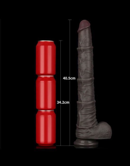 LoveToy - Nature Cock - Dubbellaags Buigbare Dildo met Aders - 40 cm - Bruin-Erotiekvoordeel.nl