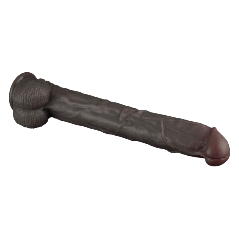 LoveToy - Nature Cock - Dubbellaags Buigbare XXL Dildo - 37,5 cm - Bruin-Erotiekvoordeel.nl