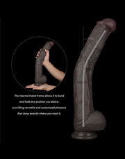 LoveToy - Nature Cock - Dubbellaags Buigbare XXL Dildo - 37,5 cm - Bruin-Erotiekvoordeel.nl