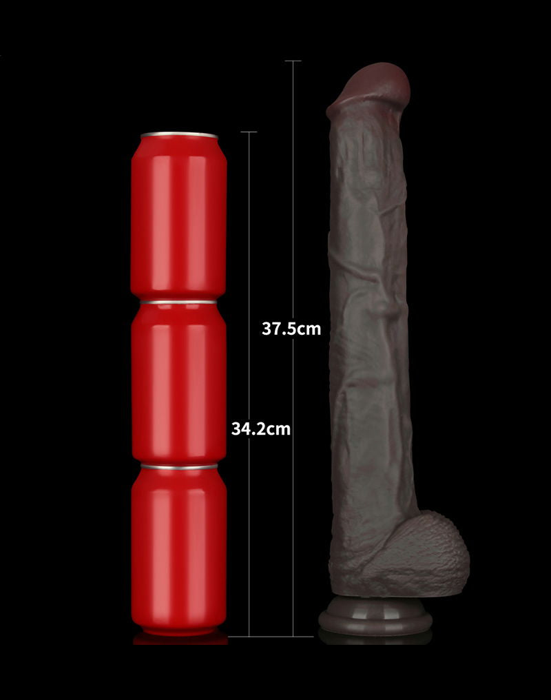 LoveToy - Nature Cock - Dubbellaags Buigbare XXL Dildo - 37,5 cm - Bruin-Erotiekvoordeel.nl