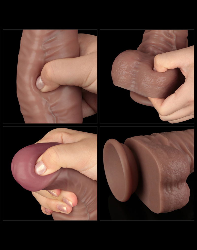 LoveToy - Nature Cock - Dubbellaags Buigbare Dildo met Aders - 40 cm-Erotiekvoordeel.nl