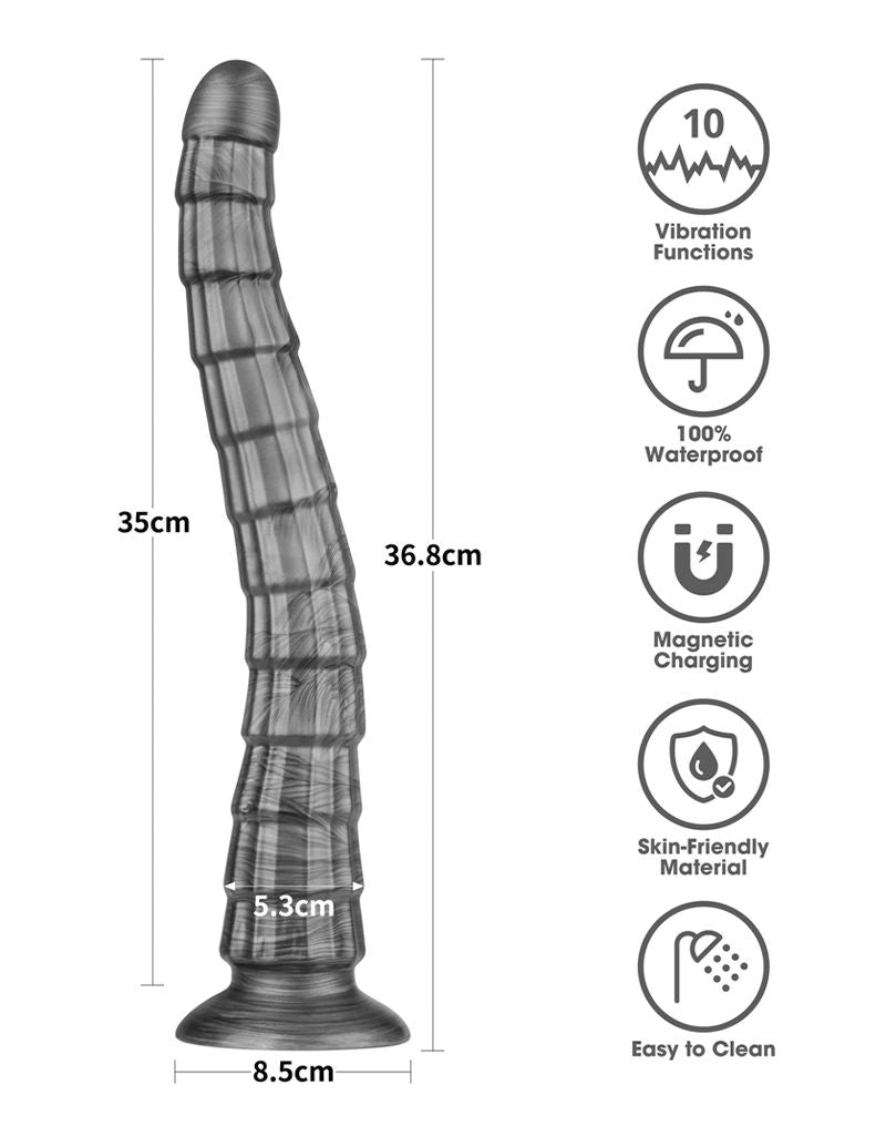 LoveToy - Vibrax Slider - Lange Vibrerende Anaal Dildo - 35 cm - Zilver-Erotiekvoordeel.nl