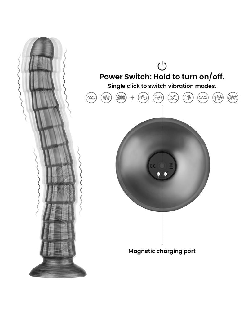 LoveToy - Vibrax Slider - Lange Vibrerende Anaal Dildo - 35 cm - Zilver-Erotiekvoordeel.nl