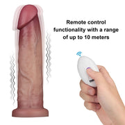LoveToy - Sliding Skin Vibrerende Dildo Pro II - Met Afstandsbediening - 23 cm - Lichte Huidskleur-Erotiekvoordeel.nl