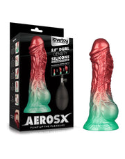 LoveToy - Dual Density Siliconen - Opblaasbare Dildo - Rood/Groen-Erotiekvoordeel.nl