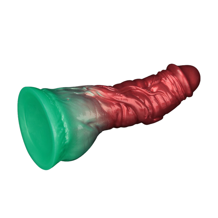 LoveToy - Dual Density Siliconen - Opblaasbare Dildo - Rood/Groen-Erotiekvoordeel.nl