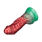 LoveToy - Dual Density Siliconen - Opblaasbare Dildo - Rood/Groen-Erotiekvoordeel.nl
