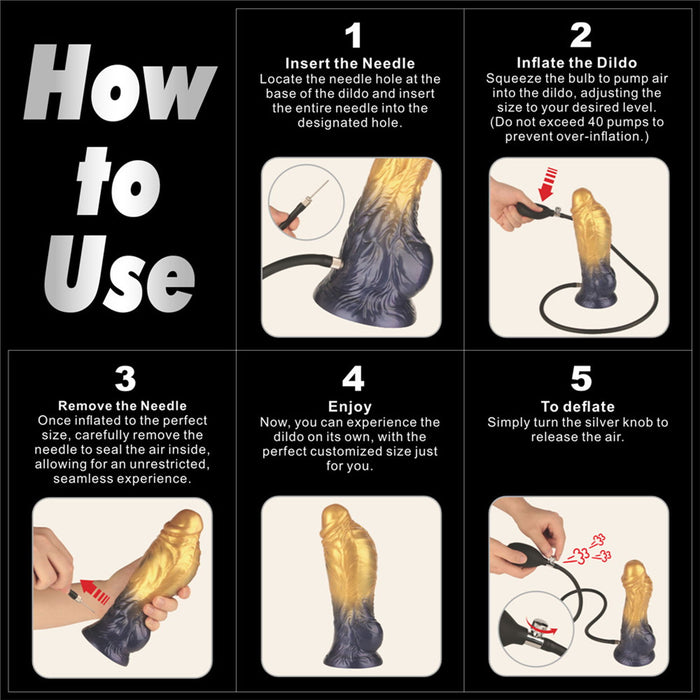 LoveToy - Dual Density Siliconen - Opblaasbare Dildo - Goud/Zwart-Erotiekvoordeel.nl