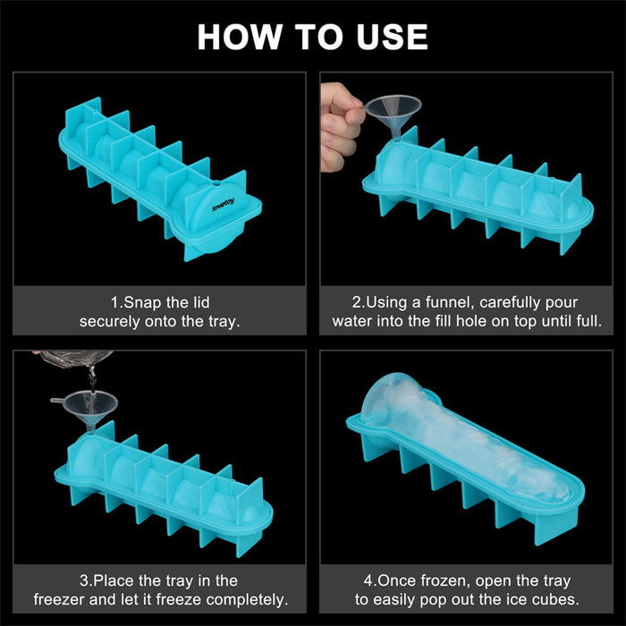 LoveToy - Siliconen IJsblokjesvorm - Realistische Penis - Blauw-Erotiekvoordeel.nl