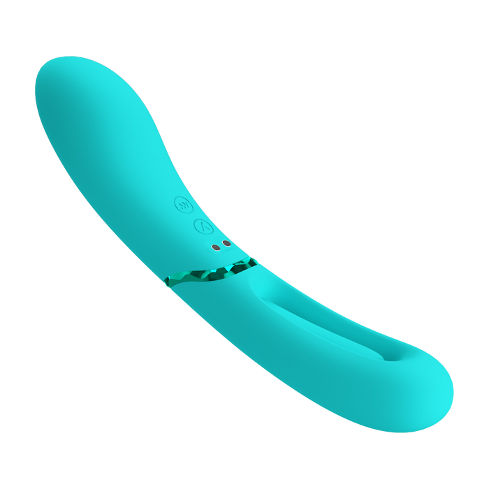 Pretty Love - Romance Lexie - Vibrator met Wiebelend Tongetje - Turquoise-Erotiekvoordeel.nl