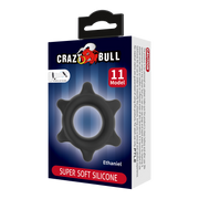 Crazy Bull - Ethaniel - Super Soft Siliconen Cockring - Model 11 - Zwart-Erotiekvoordeel.nl