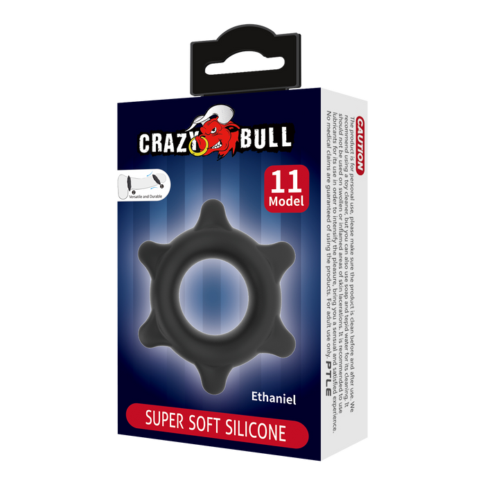 Crazy Bull - Ethaniel - Super Soft Siliconen Cockring - Model 11 - Zwart-Erotiekvoordeel.nl