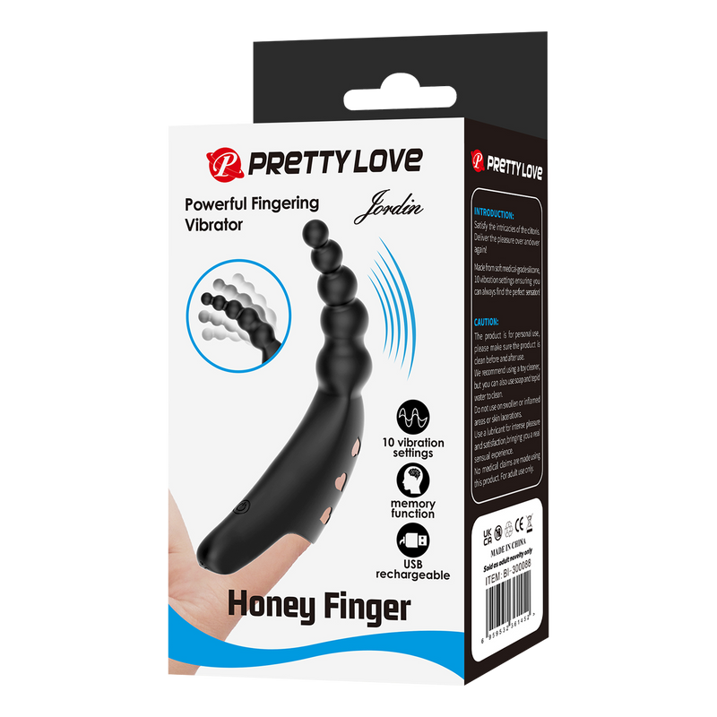 Pretty Love - Jordin - Krachtige Vinger Vibrator - Zwart-Erotiekvoordeel.nl