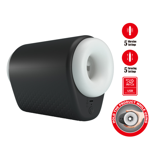 Pretty Love - DJ Girl - Thrusting Perfect Stroker - Stotende Masturbator - Zwart/Wit-Erotiekvoordeel.nl