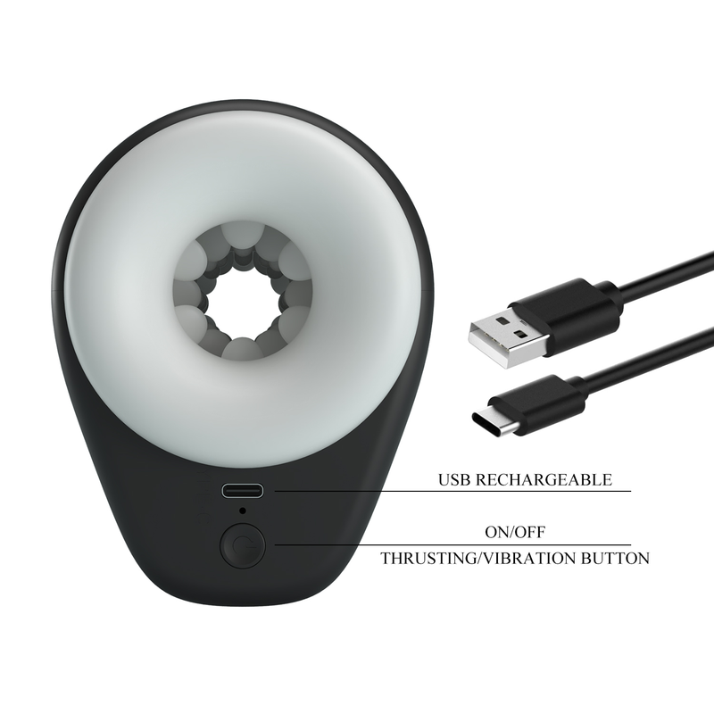 Pretty Love - DJ Girl - Thrusting Perfect Stroker - Stotende Masturbator - Zwart/Wit-Erotiekvoordeel.nl