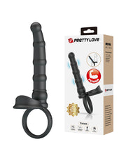 Pretty Love - Tatum - Anale Vibrator met Penisring - Zwart-Erotiekvoordeel.nl
