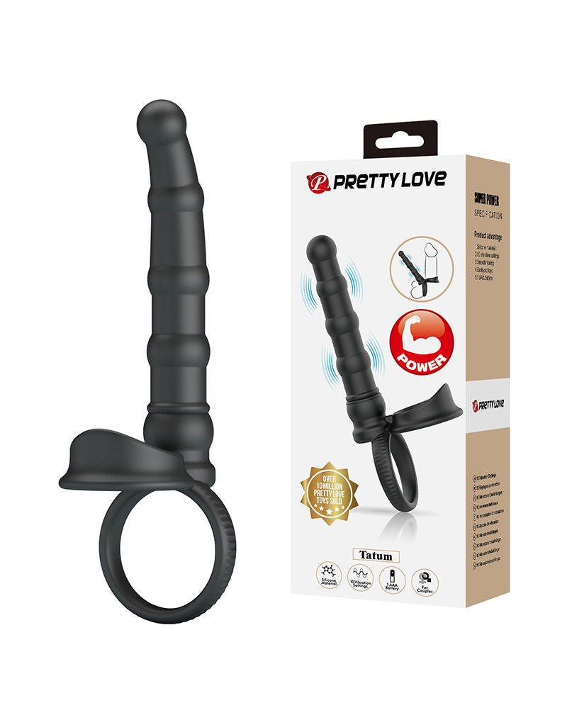 Pretty Love - Tatum - Anale Vibrator met Penisring - Zwart-Erotiekvoordeel.nl