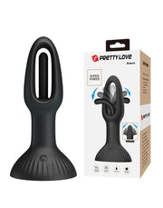 Pretty Love - Hubert - Vibrerende Buttplug - Anaal Vibrator - Met Wiebelend Tongetje - Zwart-Erotiekvoordeel.nl