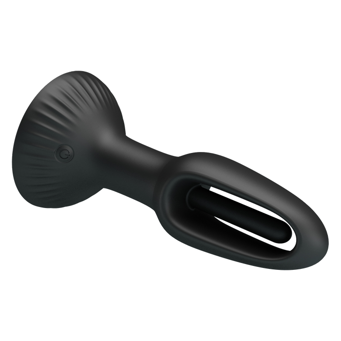 Pretty Love - Hubert - Vibrerende Buttplug - Anaal Vibrator - Met Wiebelend Tongetje - Zwart-Erotiekvoordeel.nl