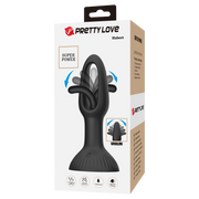 Pretty Love - Hubert - Vibrerende Buttplug - Anaal Vibrator - Met Wiebelend Tongetje - Zwart-Erotiekvoordeel.nl