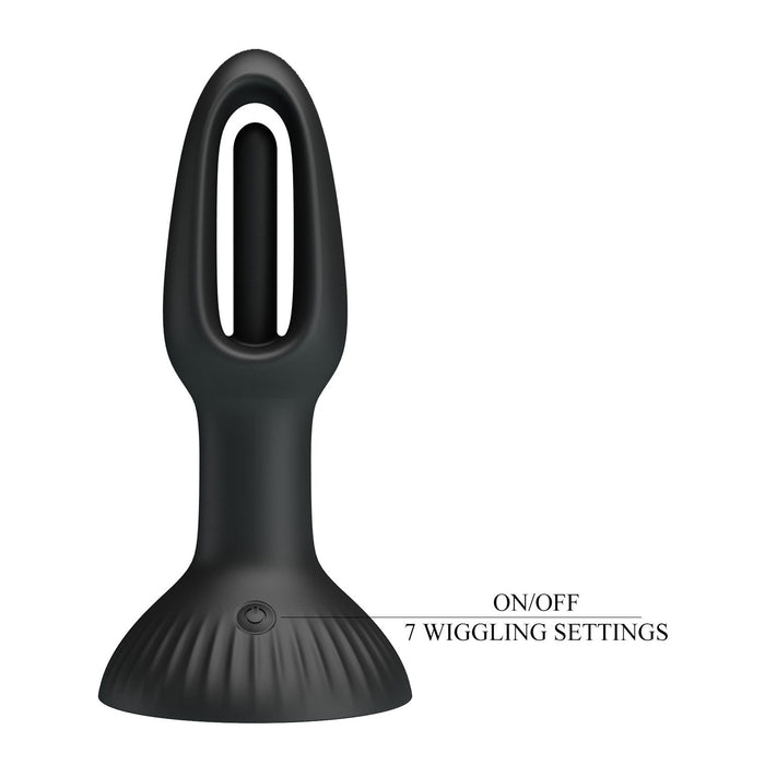 Pretty Love - Hubert - Vibrerende Buttplug - Anaal Vibrator - Met Wiebelend Tongetje - Zwart-Erotiekvoordeel.nl