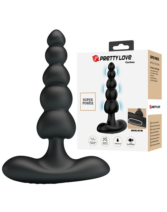 Pretty Love - Corban - Anale Kralen Vibrator - Zwart-Erotiekvoordeel.nl