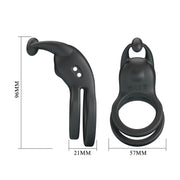 Pretty Love - Goodwin - Vibrerende Dubbele Penisring - Zwart-Erotiekvoordeel.nl