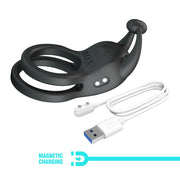 Pretty Love - Goodwin - Vibrerende Dubbele Penisring - Zwart-Erotiekvoordeel.nl